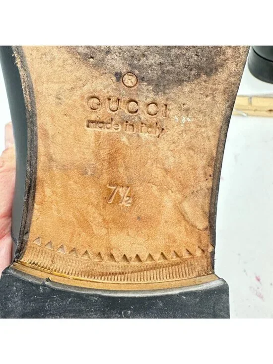 Gucci Men Size UK 7.5 US 8 Black Leather Cap Toe Penny Loafer Dress Shoes - Picture 10 of 11